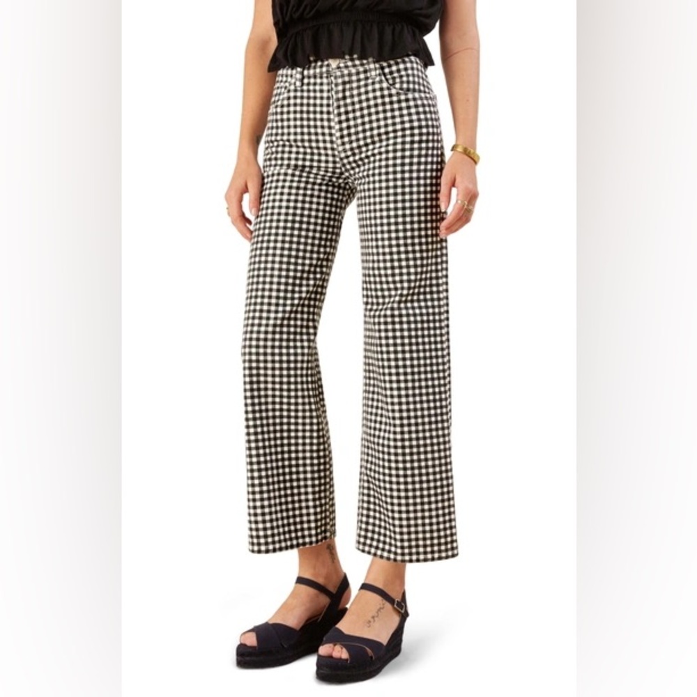 Reformation high waist checkered denim